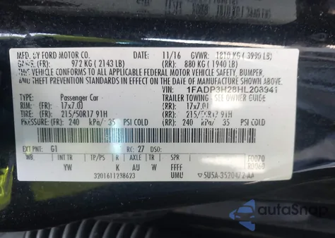 2017 Ford Focus Sel из США, поврежденный, VIN 1FADP3H28HL208941